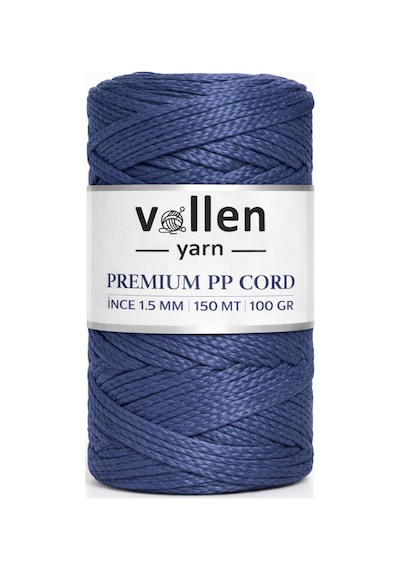 1.5mm-150mt Polyester Makrome Ipi, Supla Ipi, Çanta Ipi, Bileklik Ipi, Makrame, Denim Mavi