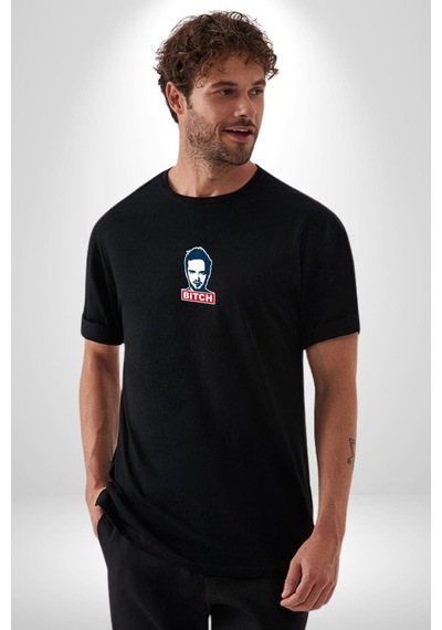 Breaking Bad Siyah Oversize Unisex Ön Orta Minimal Baskılı Tişört Siyah