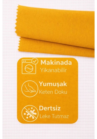 Perdeyap1980 Hardal Ada Fon Perde Tek Kanat 1/3 Sık Pile Hardal