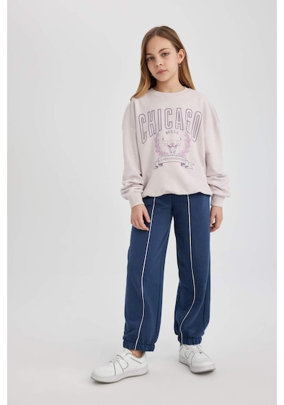 DeFacto Kız Çocuk NBA Chicago Bulls Oversize Geniş Kalıp Bisiklet Yaka Sweatshirt C0802A824SPPN424 Pembe