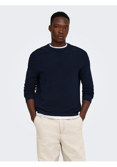 Only & Sons Onsron Reg Ls Crew Neck Knıt Noos Dark Sapphire Çok Renkli