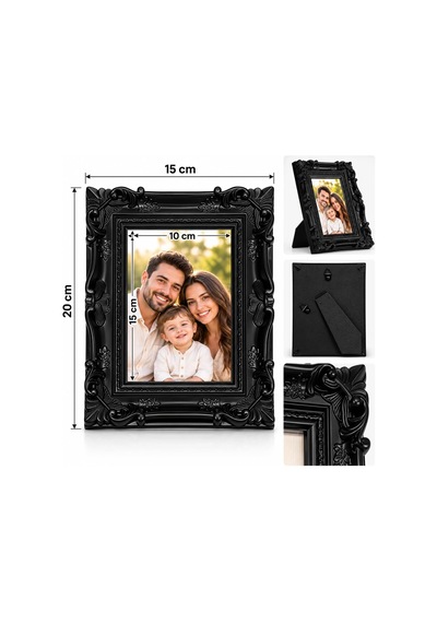 Dekoratif Barok Fotoğraf Çerçevesi 10x15 Cm Fotoğraf Uyumlu, Klasik Çerçeve, Masaüstü Ve Duvar Kullanımı