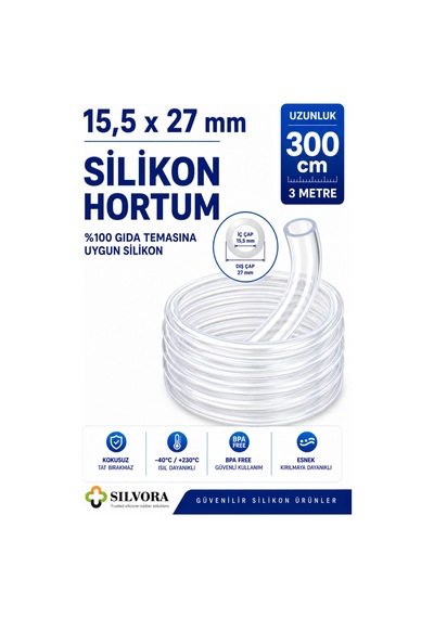 %100 Silikon Hortum 15,5x27 Mm-iç Çap 15,5 Mm-dış Çap 27 Mm-3 Metre-gıda Temasına Uygun, Şeffaf, Esnek - 909093868 %100 Silikon Hortum 15,5x27 Mm-iç Çap 15,5 Mm-dış Çap 27 Mm-3 Metre-gıda Temasına Uygun, Şeffaf, Esnek - 909093868