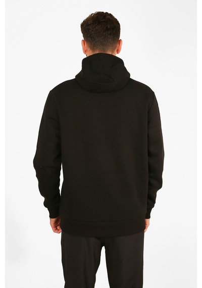 Nature The Brand Kapüşonlu Sweatshirt Fleto Cep Detaylı Reflektör Baskılı Şardonlu Siyah