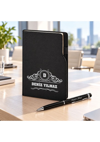 Bk Gift Kişiye Özel 374 Termo Deri Tarihli Ajanda & Siyah Touch Pen Tükenmez Kalem-14 38568127