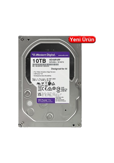 Western Digital Purple Wd102purp 10tb 7200rpm 512mb 3.5 İnç Sata3 7/24 Güvenlik Harddısk