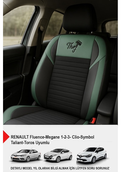 Naz Oto Thor Tay Tüyü Oto Koltuk Kılıfı Renault-fluence-megan 1-2-3-clio-symbol-taliant-toros Uyumlu Yeşil