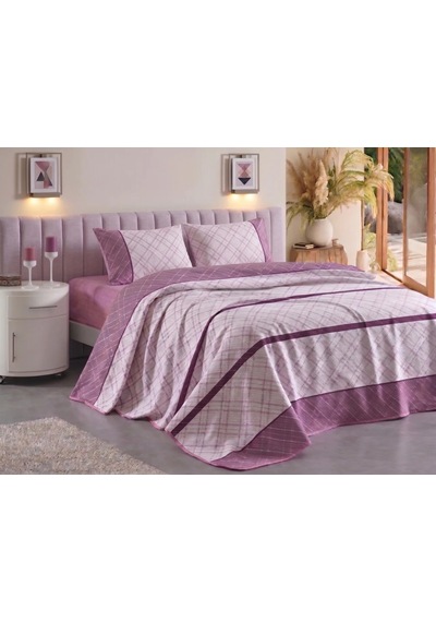 Organic Cotton Battal Pike Takımı Çift Kişilik Lastikli Çarşaflı Set Artemis Pembe