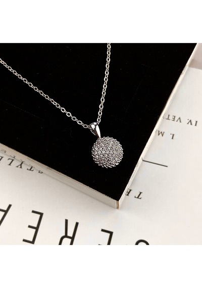 Yuvarlak Kolye Kadın Full Zirkon Taşlı Silver Kolye 45cm Gümüş