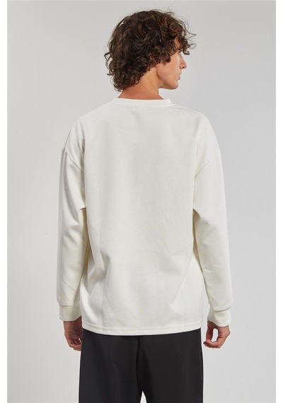Barrels And Oıl Bisiklet Yaka Erkek Sweatshirt - Ekru Ekru