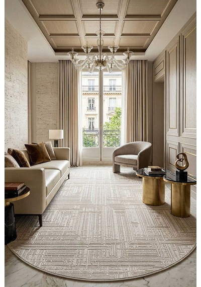 Alya Modern İtalyan Tasarım Makine Oval Halı Al01 Kemik Krem-kemik