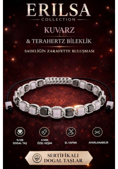 Sertifikalı Kuvars Taşı Terahertz Bileklik - 4 Mm Küp Kesim %10 Çok Renkli