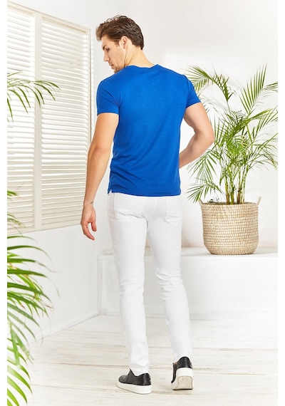 Vigoss Erkek Logolu V Yaka T-shırt 61560-00083 Saks