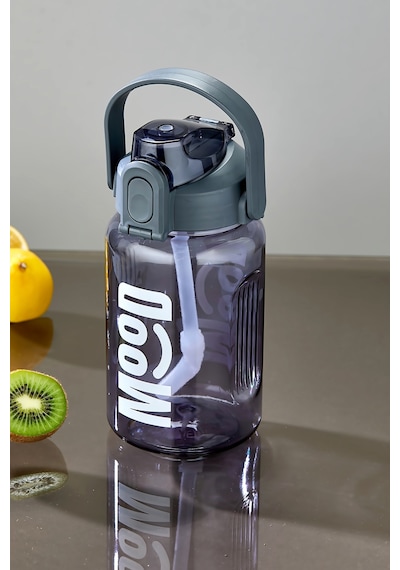 Spor Matarası Suluk - 1000 Ml Pipetli , Kilitli Kapak, Su Sızdırmaz Tasarım - Gri Gri