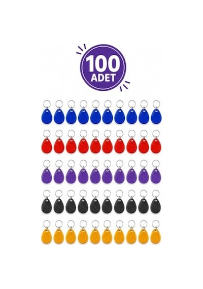 Sr-602 H-r Yazılabilir Kopyalanabilir Proximity Anahtarlık 125 Khz Keyfob Karışık Renkler 100 Adet + 1 Adet Rfıd K Altın