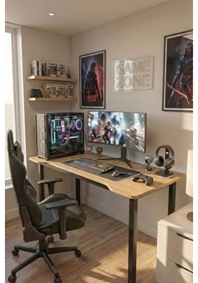100 Çam Oyun Çalışma Masası Gaming Masa Ofis Masası 9111 120x60