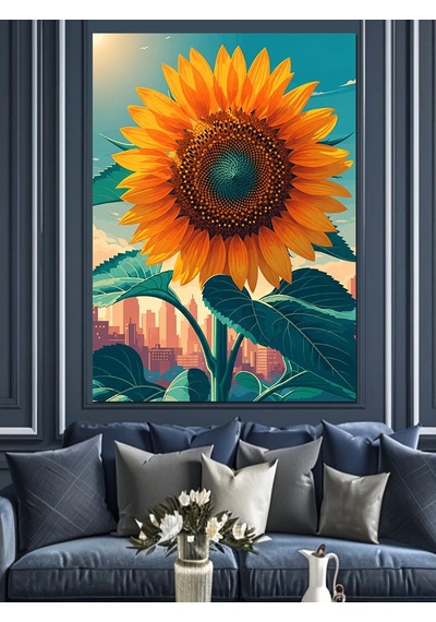 Ahşap Tablo Büyük Ayçiçeği Canlı Sanat