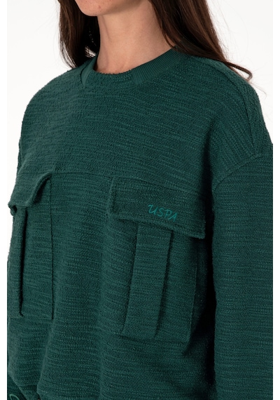 U.S. Polo Assn. Kadın Koyu Yeşil Bisiklet Yaka Sweatshırt 50292442-VR079