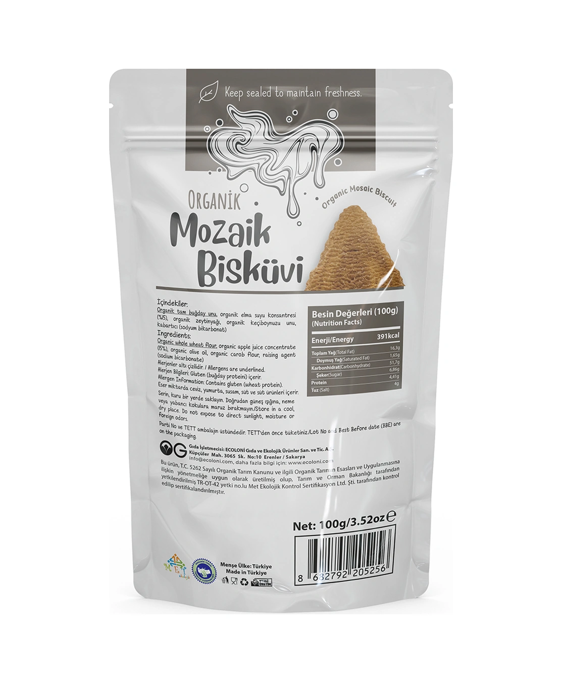 Organik Mozaik Bisküvi 100gr