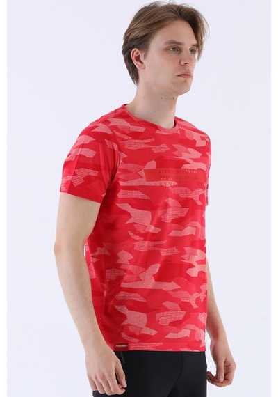 Maraton Sportswear Regular Erkek Bisiklet Yaka Kısa Kol Basic Kırmızı T-Shirt 20595-Kırmızı
