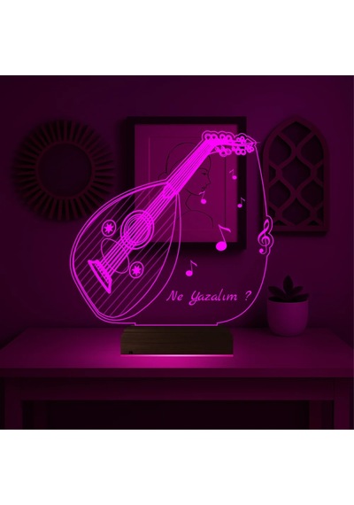 Luvivia Ud Udi Müzik Nota Kişiye Özel 3d Lamba - Masa Gece Lambası
