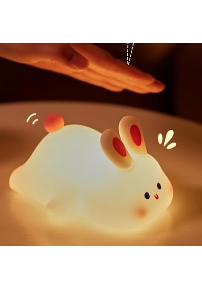 Yumuşak Silikon Tavşan Mini Gece Lambası Dekoratif Işık Derecesi Ayarlanabilir Yatak Odası Lambası Rabbit Kitap Okuma Lambası Çocuk Odası Tavşan - Yh302