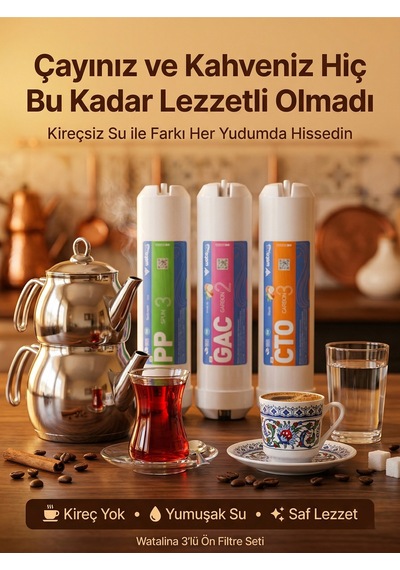 Kapalı Kasa Cihazlara Uyumlu 3 Lü Giriş Seviye Inline Su Arıtma Filtre Seti