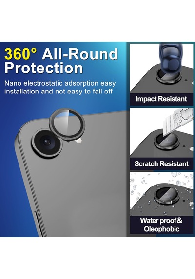 Apple Uyumlu iPhone 16e Kamera Lens Koruyucu 2 Adet
