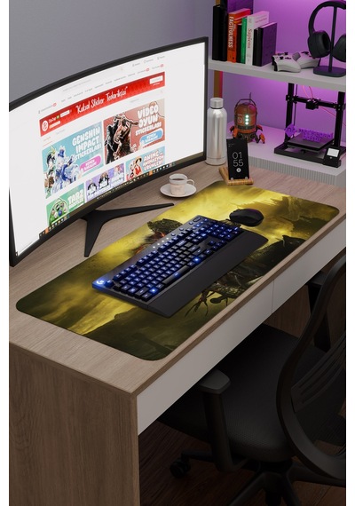 Dark Souls Kaymaz Dikişli Kauçuk Oyuncu Mousepad V3 - 90x40 Xxl Gaming Mouse Pad Fare Altlığı