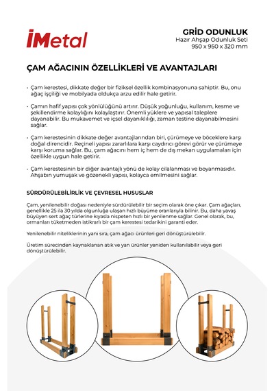 Grid Odunluk Hazır Odunluk Seti 950 X 950 X 320mm Ahşaplar Dahil