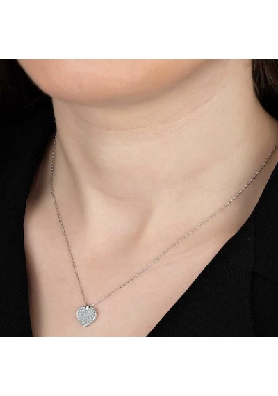 Swarovski Taşlı Gümüş Kalp Kadın Kolye (520457994)