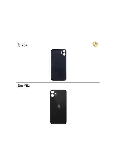 İphone Uyumlu11 Siyah Renk Arka Kapak Arka Cam Batarya Kapağı Lazer Kesim Kapak Pil Kapağı Standart