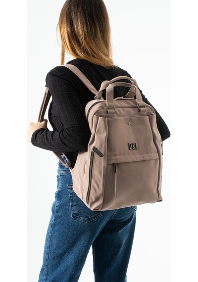 Baginn Nubuk-süet Dokulu Kadın Sırt Çantası Vegan Deri 35 29 Cm İster Elde İster Sırtta Fonksiyonel 19a Pudra