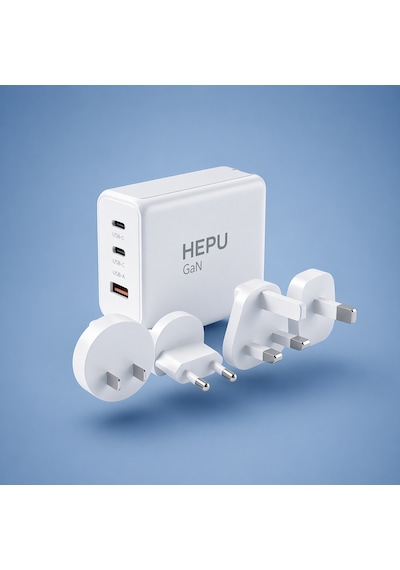 Hepu Hp304 100w Gan Seyahat Adaptörü 4 Farklı Ülke Uyumlu Başlık