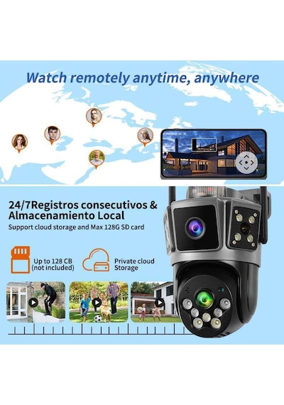 Avenir Çift Kameralı 6mp Full Hd Hareket Takipli Polis Çakarlı Alarmlı Wifi Güvenlik Kamerası