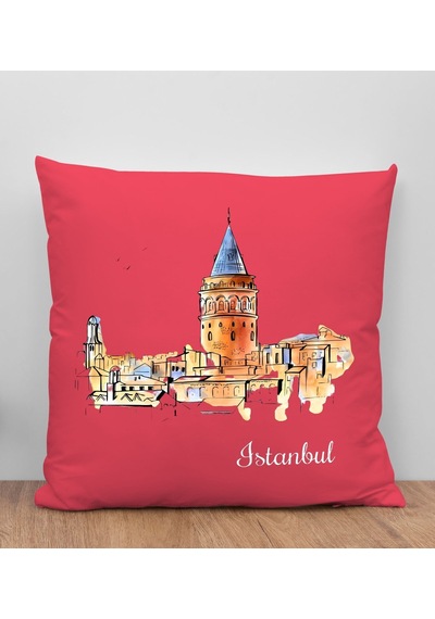 Bk Gift İstanbul Tasarımlı Kırmızı Kırlent Yastık, Arkadaşa Hediye, Ev Dekorasyonu, Ev Hediyesi-3