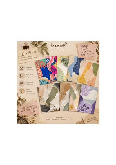 Vintage2 - 10 Adet Arka Plan Etiketleri Ajanda Scrapbook Journal Kendiliğinden Yapışkanlı - 934841865 Diğer
