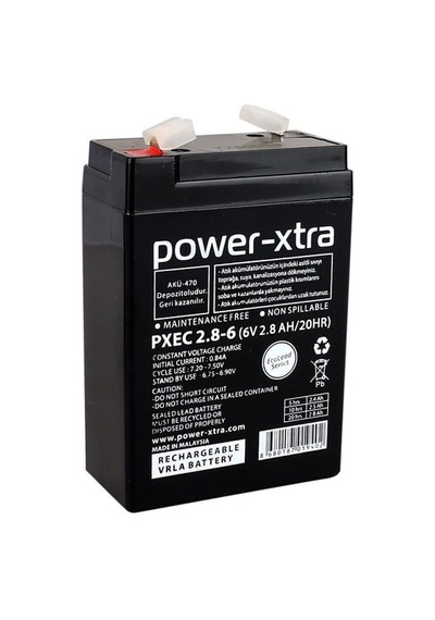 Power-xtra Ecolead - Pxec2.8-6 - 6v 2.8 Ah Kuru Akü F1
