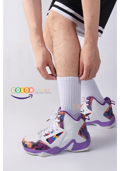6'lı Pamuklu Tenis Beyaz Çorap Soket Boy Ter Emici Beyaz
