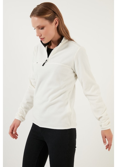 Lela Slim Fit Yumuşak Dokulu Anti-Pilling Tüylenme Yapmayan Yarım Fermuarlı Bayan Polar 5907000 Ekru