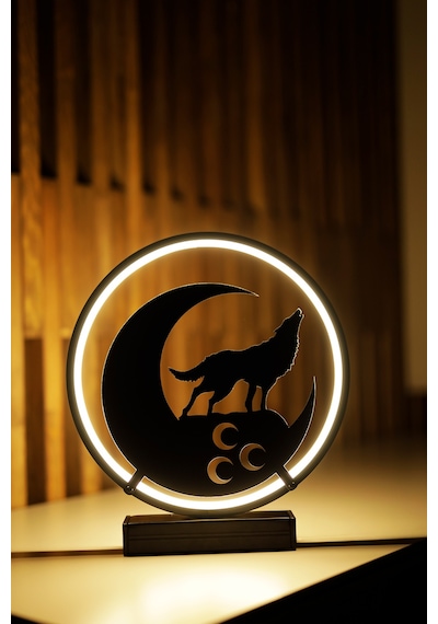 Bozkurt Ve Üç Hilal Metal Led Masa Lambası Dekoratif Işıklı Gece Lambası Türk Motifli Tasarım Aykurt