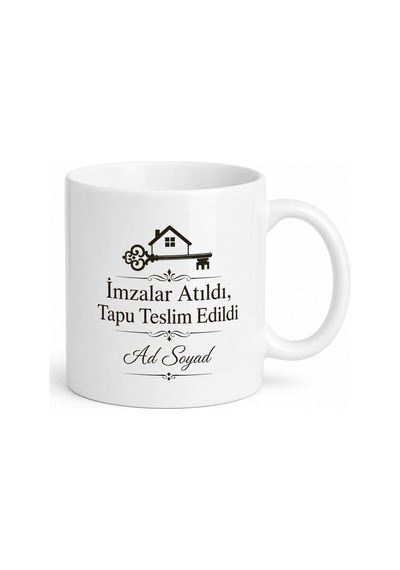 Tapu Memuruna Hediye Satış İşlemleri İmzalar Atıldı Tapu Teslim Kupa Bardak Beyaz / Çok Renkli
