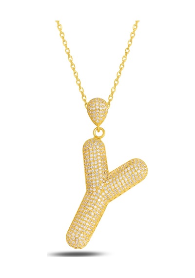 Brezza Lusso Jewelry 18k Serie Oro Y Harfi Kadın Gümüş Kolye 50 CM 50 CM