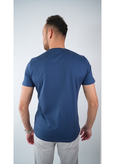 Sıfır Yaka Bisiklet Yaka Penye Likralı Saks Mavi Erkek Tshirt Saks Mavi