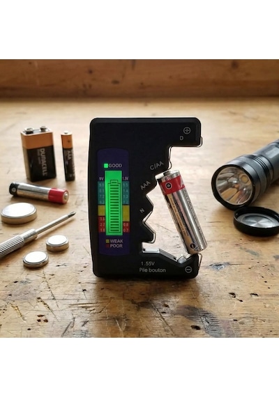 Evrensel Dijital Pil Test Cihazı Aa, Aaa, C, D, N, 9v Ve Düğme Pil Uyumlu Mini Pil Kapasite & Seviye Ölçer