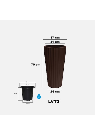 Lilyum Vazo Saksı 2 No Kahve