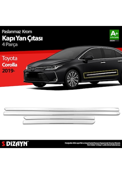 S-dizayn Toyota Corolla Krom Kapı Yan Çıtası 4 Prç 2019 Üzeri