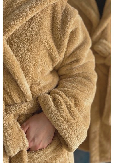 Kapüşonlu Wellsoft Sabahlık & Peluş Bornoz - Yumuşak, Polar Unisex Sabahlık Karamel