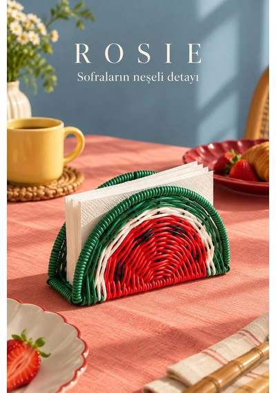 Rosıe Karpuz Desenli Masaüstü Peçetelik Karışık