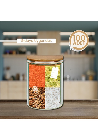Ahşap Kapaklı Kavanoz Görünümlü Saklama Poşeti 15x22-700 Ml 100 Adet